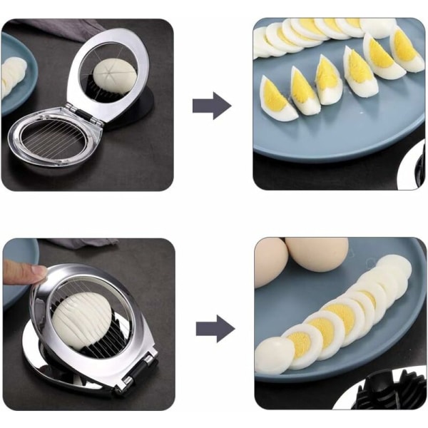 MINKUROW Äggskärare i rostfritt stål för ägg och ägg med 2 i 1 slitstarka metallskivor