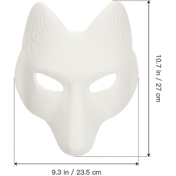 Susinaamio Eläinnaamarit 2kpl Fox Mask, Halloween White Fox Mask Eläinnaamari Tee itse tyhjä naamio Halloween-asuun (A)