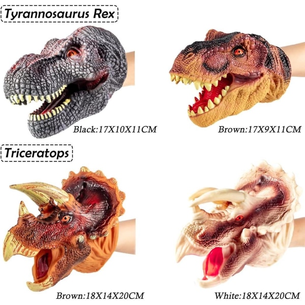Dinosauruksen käsinuket - Pehmeä kumi - Dinosauruksen käsine - Realistinen nukke lapsille Pojat Tytöt Aikuisten juhlalahja mielikuvituksellinen T Rex (ruskea)