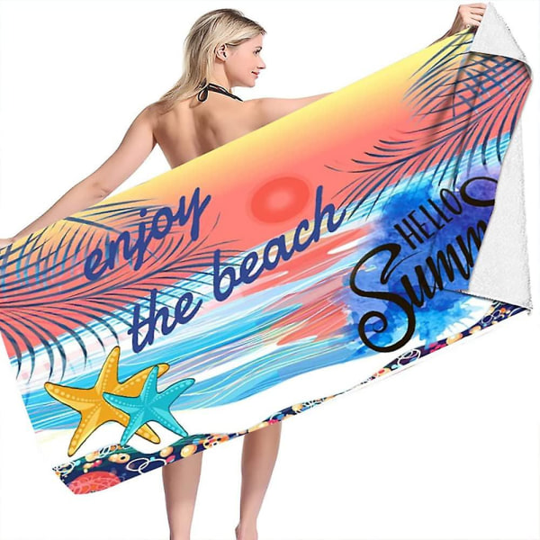 Hurtigttørrende rejsehåndklæder til voksne - store badehåndklæder til rejser, svømning, camping, ferie (nyd stranden)（100*180 cm）
