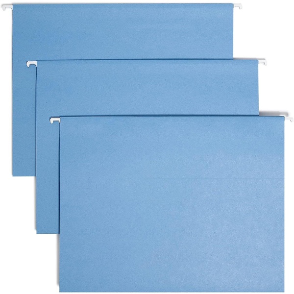 Tuff Hanging File Folder With Easy Slide Tab, 1/3-cut Sliding Tab, Letter Size, Blue, 18 Per Box (64041, Rod Color May Vary)