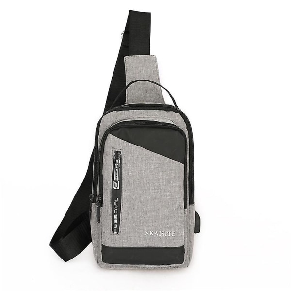 Skaisite Men Outdoor Crossbody Bag Sport Fritid Bröstväska med stor kapacitet1-Grå