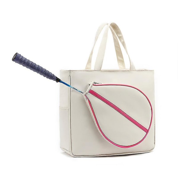 Multifunktionel tennistaske Håndholdt skuldertaske Stor kapacitet Fitness Sports Badmintontaske（Hvid）