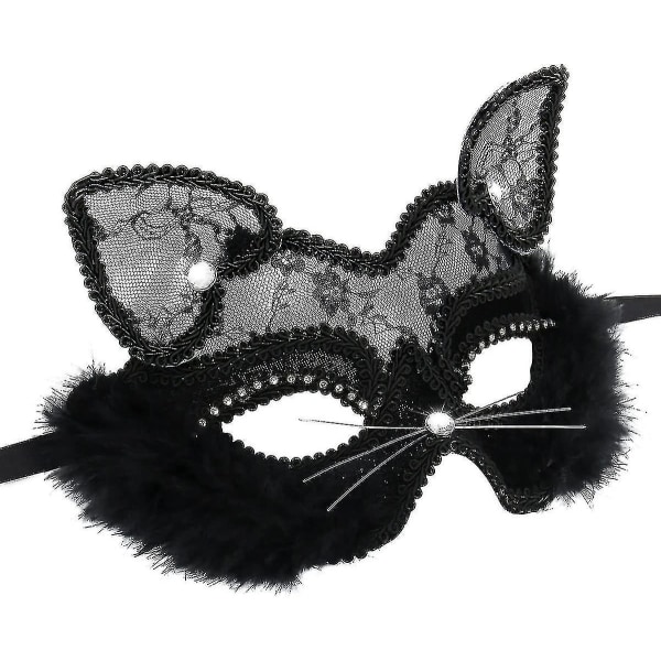Sexy blonder maskerade maske kvinnelig katte maske venetiansk maske til festkjolefest Halloween jul karneval gudinne