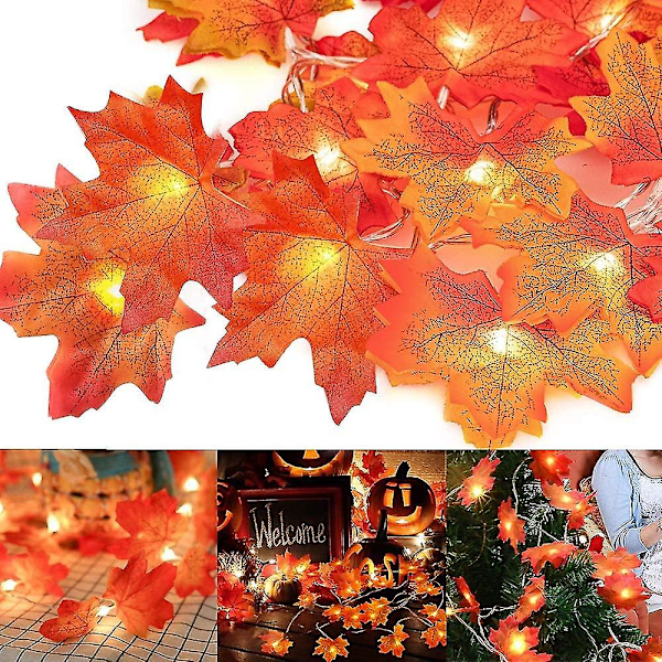 Lønneblade Lysstreng 20led Efterårs Lysstreng Efterårsblad Lysstreng Efterårs Dekoration Efterårs Lønneblad Dekoration Efterårs Dekoration Til Halloween