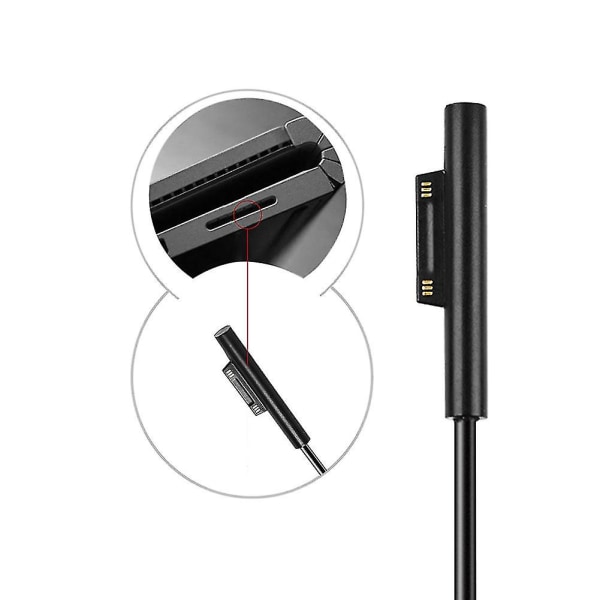 0,2 m Typ-C- power Laddningskabelsladdsladdare för Microsoft Surface Pro 5 (svart)