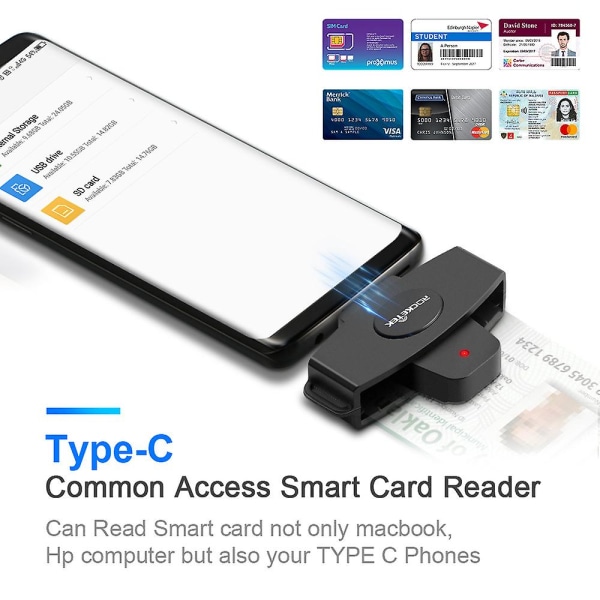 Smart Cac-kortlæser Type-c Bankskatteangivelse Sim-kort /ic-kort-id-kortlæser
