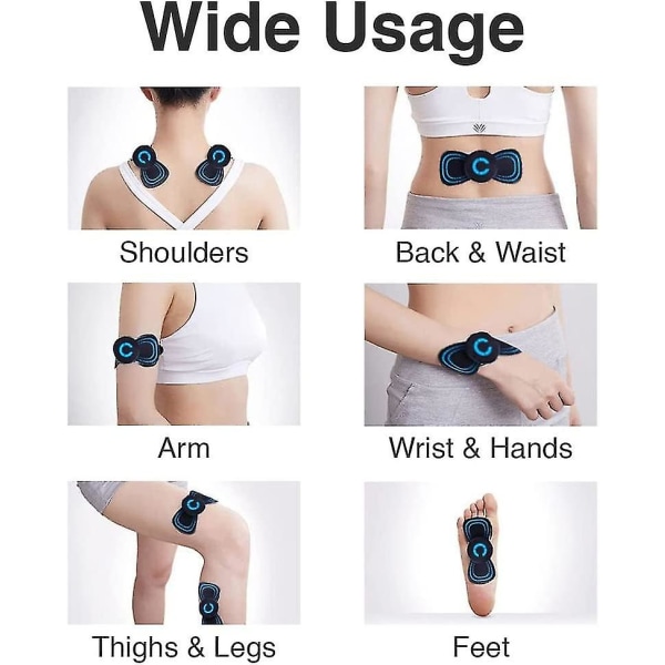 2st Mini Ems bärbar elektrisk nackmassager, cervikal massage för smärtlindring, minimassageanordning (2 st)