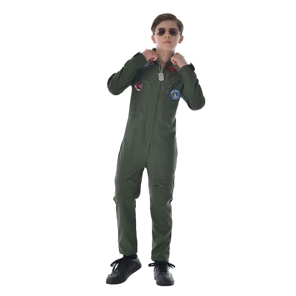 Piloter Cosplay-kostyme for barn Barnehage Gruppeaktiviteter Cosplay-kostyme(L,Grønt)