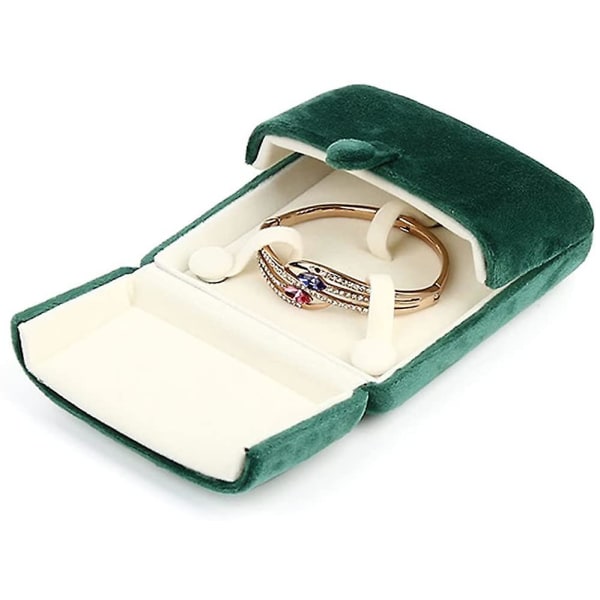 Sammets smycken presentförpackning Mörkgrön förvaringslåda hängande case Sammets smyckeskrin Ringlåda för bröllopsförlovningsår (armbandslåda)