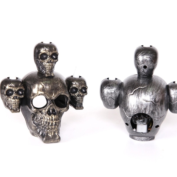 Halloween Skull Kynttilänjalka Hehkuva Koriste Uusi Kauhu Rekvisiitta (14 cm, kulta)