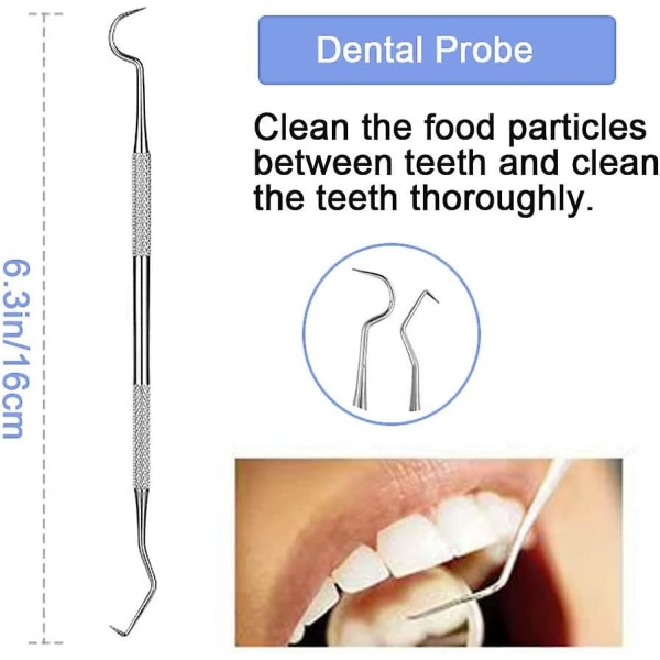 Tandverktyg,tandplock,tandverktygssats för tandrengöring,rostfria tandtrådsval för tandläkare, personliga,husdjur Munvård med munspegel Tandsten