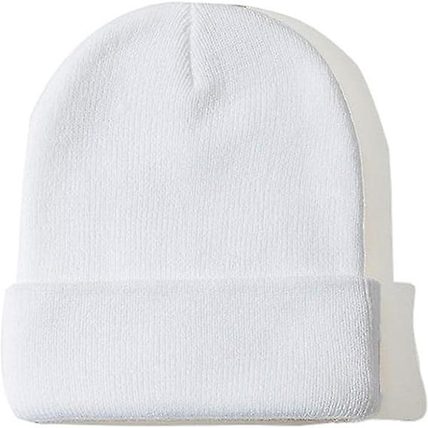 2 Pakk Unisex Beanie Huer For Menn Og Kvinner Strikket Vinter Beanies Hvit