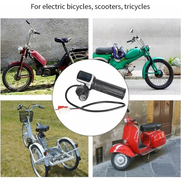 Longziming 60V LED Digital Mätare Elcykel Scooter Gasreglage Grepp & Kabel & Strömbrytare