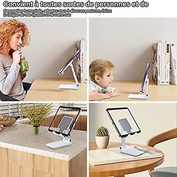 Vikbart tablettställ Mobiltelefonhållare för skrivbordet Kompatibel med alla smartphones smartphones (vit)