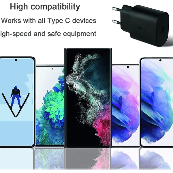 2st Kompatibel med Samsung Ep-ta800n 25 W ultrasnabbladdare, USB Type-C-port (utan kabel)