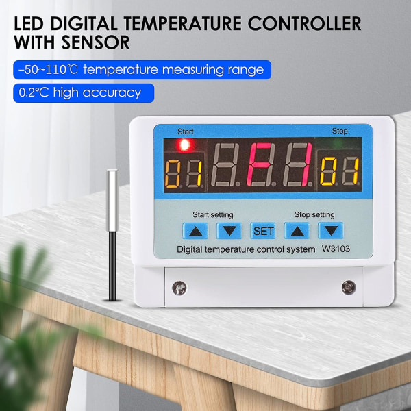 10a-30a/dc24v Led Digital Temperatur Intelligent Termostat Opvarmning Køletemperaturstyringssystem med sensor（30A DC24V）