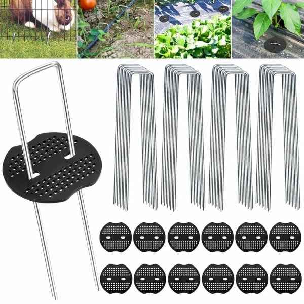 100 U-formade trädgårdspinnar med 12 brickor, trädgårdspinnar
