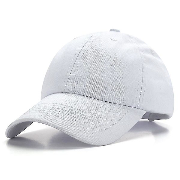 Baseballcaps i 100 % bomull for menn og kvinner Solid Uformell Snapback-lue Sommervisir Cap Fashion Peaked Cap Unisex Gorras（White）