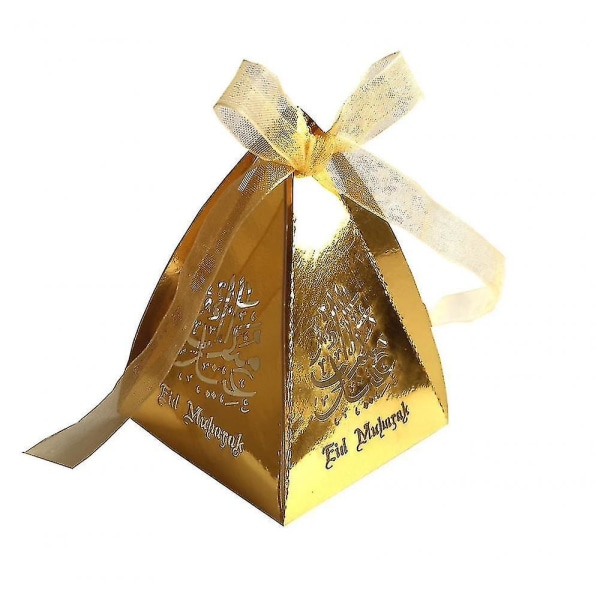 50 st Guld Silver Eid Mubarak Box Godis Box Presentboxar Favors Box gör-det-själv-papper Ramadan Dekor Islamisk Muslim Al-fitr Festtillbehör -reflekterande Guld
