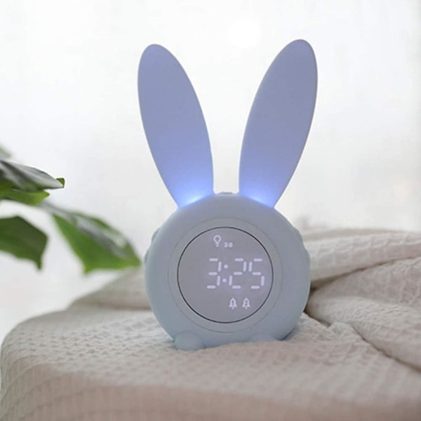 For barn - Søt kanin - Kreativ vekkerklokke - Nattlampe - Snooze-funksjon - Tidsbestemt nær