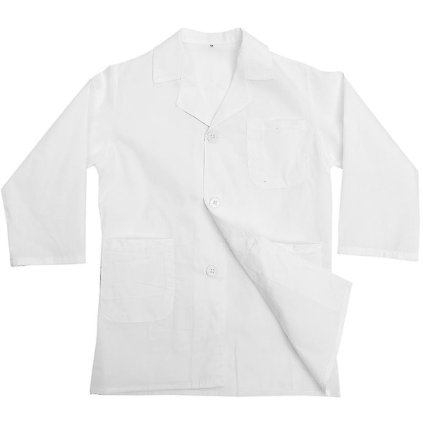 Unisex laboratoriefrakk for barn Science Doctor Småbarnskostyme Hvite forskerklær (71X46CM, Hvit)