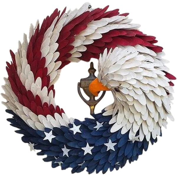 Amerikansk flaggkrans, amerikansk ørnkrans, dekorativ krans, amerikansk patriotisk krans, amerikansk ørnkrans til julikrans