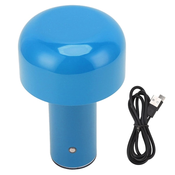 Led bordslampa svampdesign USB -laddning 3 färgtemperatur Touch bordslampa för restaurangstudie Blå