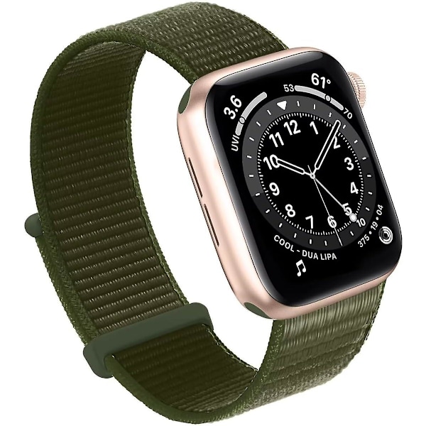 Kompatibel med Apple Watch-reim, Dame og Herre Sport Nylon Loop-reim for iWatch Series Ultra 8 7 6 5 4 3 2 1 Se (38/40/41mm, Cargo Khaki)