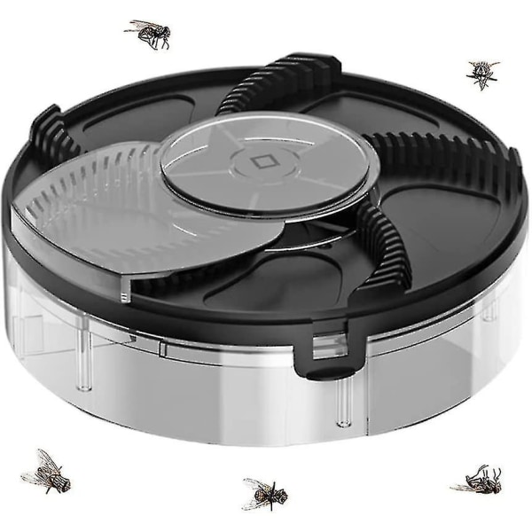 Elektrisk fluefanger, fuldautomatisk fluefælde med aftagelig bakke til indendørs husholdningsfluer 16*16*5 cm (sort)