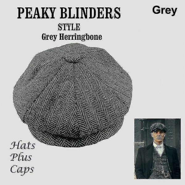 Ny herremote Peaky blinders lue Herre Newsboy-lue ullblanding fiskebein tweed vinterlue varm (svart)