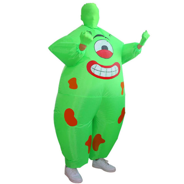 Funny Clown's Face Grønn Big Fats oppblåsbare klær Batteridrevet Cosplay-kostyme for kvinner Menn Unisex (klovn)