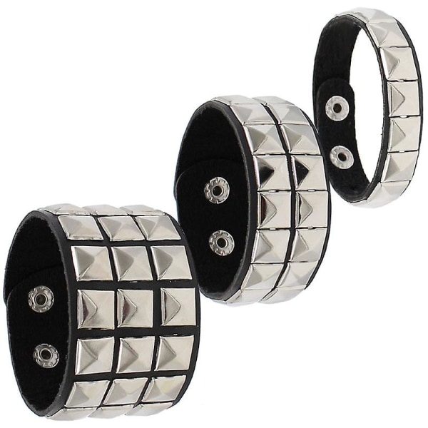 Lær Armbånd med Nagler for Menn og Kvinner 80-talls Naglet Armbånd Goth Punk Rock Armbånd Pigg Nitt Cuff Bangle Unisex Metall for Halloween Party Fav