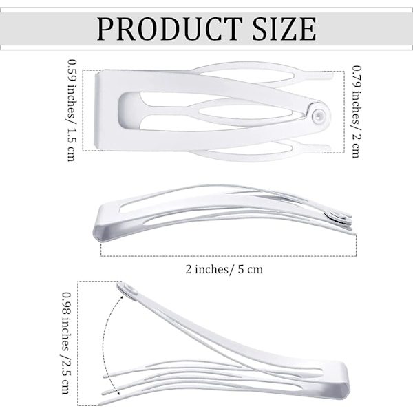24 kpl Kaksoispidikkeellä Varustettuja Metalliset Hiuspinnit, Hiusten Kiinnitykseen, Salon Tarvikkeet (valkoinen)