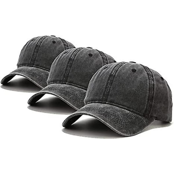 3-pack cap Vintage nödställd låg profil ostrukturerad bomull pappa hatt justerbar för kvinnor män