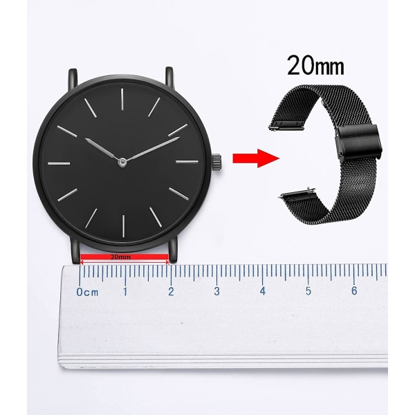 20mm Quick Release Rostfritt stål Mesh Watch Band Armband:21cm