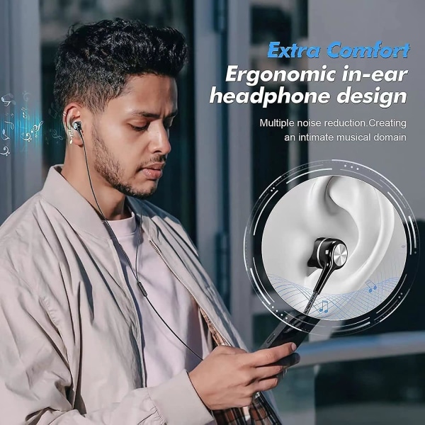 Trådløse In-Ear Hodetelefoner 2-pakning, Støydempende Hodetelefoner Med Mikrofon, Ergonomisk Stereohodetelefon Med 3,5 mm Hodetelefonport For Iphone, Samsung Galaxy