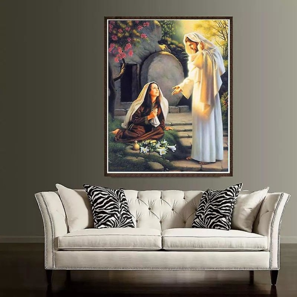 Gör-det-själv diamond painting korsstygn Jesus och kvinna borr mosaikbild hem väggdekor konst broderi 20x16 tum
