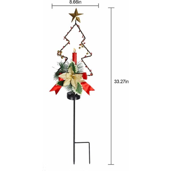 2-pack soldrivna julträdgårdsstakar, LED-lampor (träd) för juldekorationer utomhus