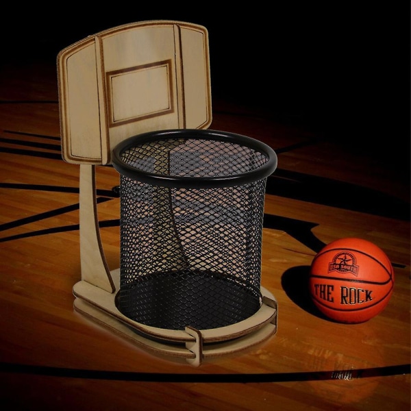 Gör-det-själv-skrivbordshållare för basketbollstativ Basketpennhållare Metallpennhållare Basketfläktar som dekompressionsleksak