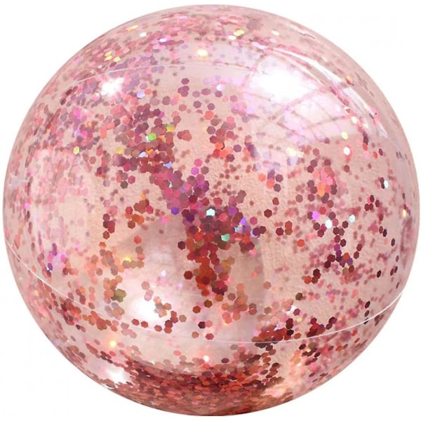 60cm Uppblåsbar Glitter Beach Ball - Flytande poolboll - Transparenta sportbollar med regnbågsglitter och konfetti - Rose Gold