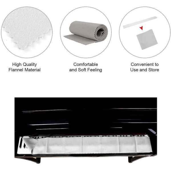 Kvalitet Piano Keyboard Flanell Piano Key Cover Duk För Piano Rengöring Care No Fading Grey