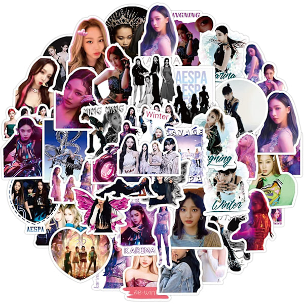 50pcs Aespa Laptop Stickers, Cool Trendy Singer Vinyl Decals For Teens Girls Phone Water Bottles Laptop Scrapbook Journal Guitar Car Skateboard