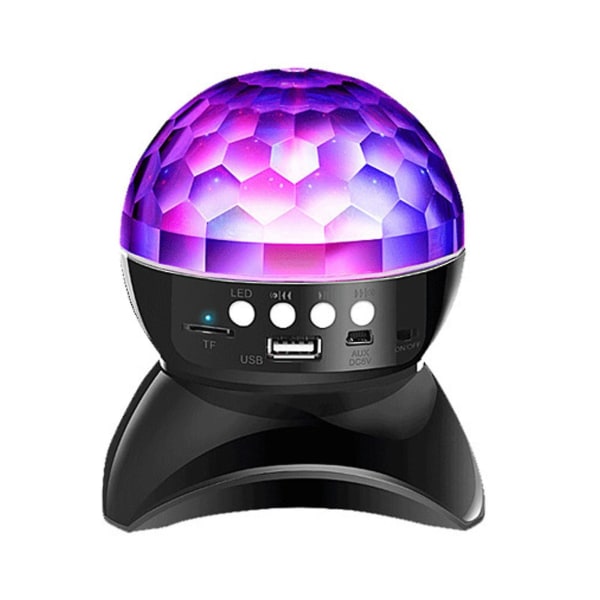 Bluetooth højttaler Disco Ball Led Creative 360 ​​graders roterende natlys, holdbart til børns soveværelse og fester (sort)