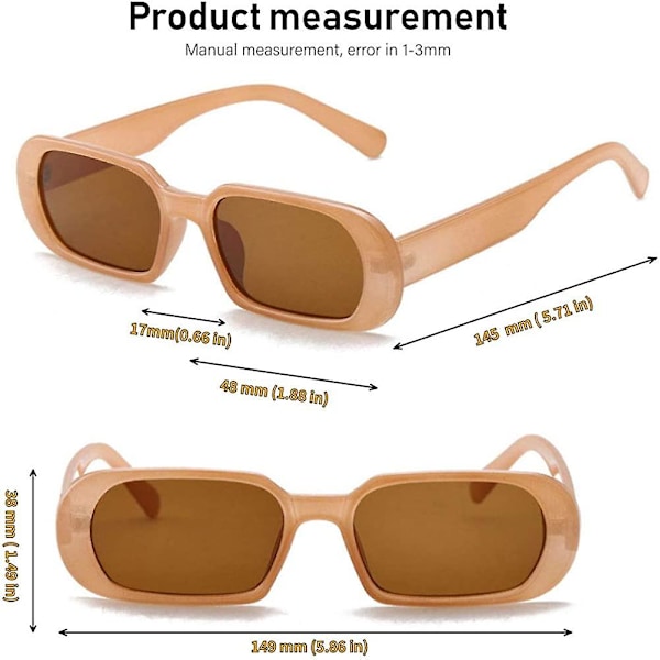 Rektangulære Solbriller til Kvinder Mænd Mode Trendy Chunky Frame 90'er Rektangulære Solbriller