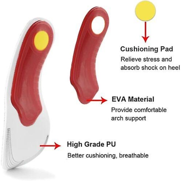 Ortotiska Sulor för Valvstöd Plantar Fasciit Platta Fötter Häl Smärta (L 40-46)