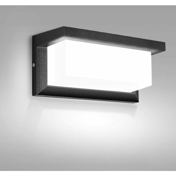 MINKUROW Modern LED inomhus/utomhus vägglampa 18W, IP65 vattentät aluminium vägglampa + akryl vägglampa, naturvit 6000K svart