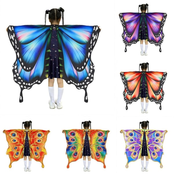 Ny Butterfly Cape Butterfly Wings Halloween kostyme Party Dress Up Rollelek Skolelek(HD-001,A)