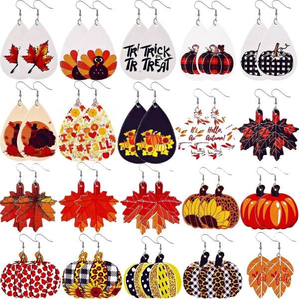 20st röda lönnlövsörhängen,höstörhängen för kvinnor Halloween Thanksgiving Drop Dangle örhängen