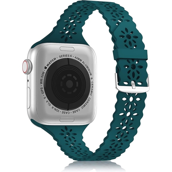 Silikonband i spets kompatibelt med Apple Watch -band 38 mm 40 mm kvinnor, smalt smalt urhåligt bågat sportbandsband för Iwatch Series 6 5